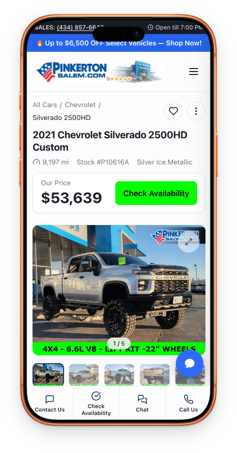 The same DealerForge VDP on mobile